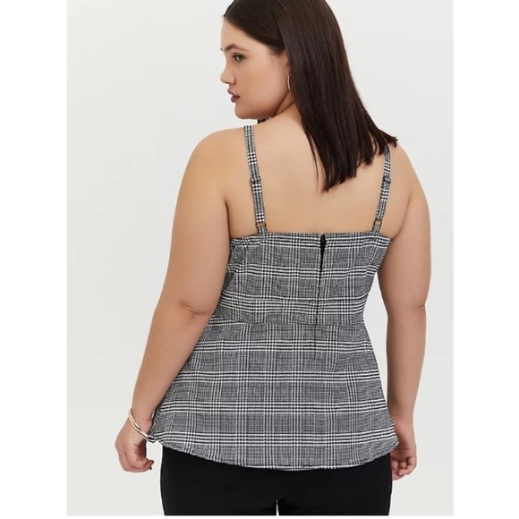 NWT - B&W PLAID HOUNDSTOOTH BENGALINE PEPLUM CAMI - Picture 3 of 5